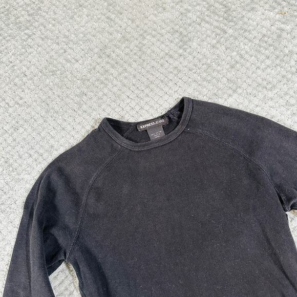 vintage y2k classic basic express cotton long sleeve semi-crop tshirt fitted xs - Picture 3 of 6